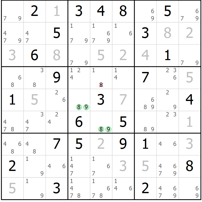 Position des candidats pour la solution de la Gr 82 page 85 du magazine de sudoku Maestro n° 094
