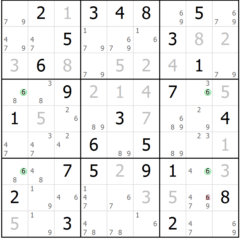 Position des candidats pour la solution de la Gr 82 page 85 du magazine de sudoku Maestro n° 094