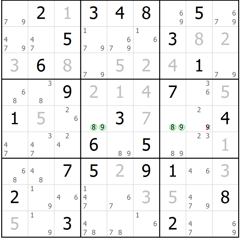Position des candidats pour la solution de la Gr 82 page 85 du magazine de sudoku Maestro n° 094