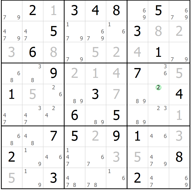 Position des candidats pour la solution de la Gr 82 page 85 du magazine de sudoku Maestro n° 094