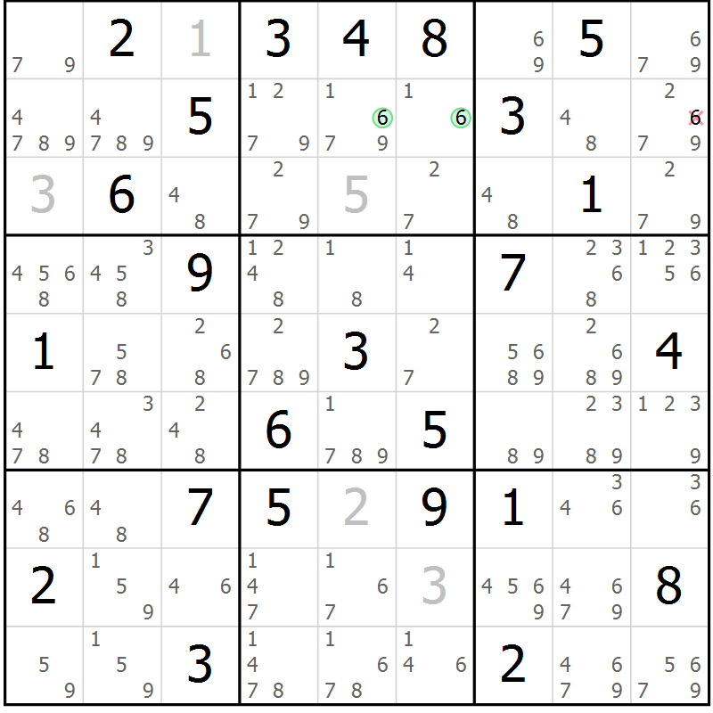 Position des candidats pour la solution de la Gr 82 page 85 du magazine de sudoku Maestro n° 094