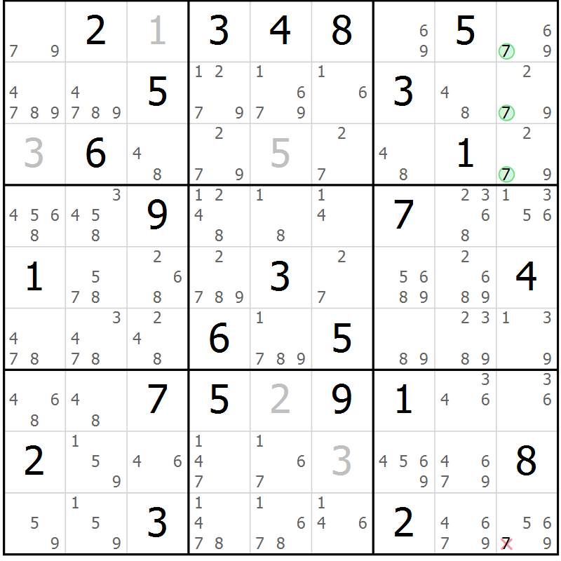 Position des candidats pour la solution de la Gr 82 page 85 du magazine de sudoku Maestro n° 094