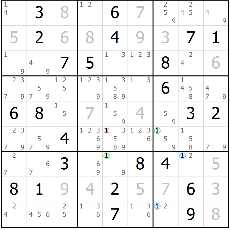 Position des candidats pour la solution de la Gr 83 page 86 du magazine de sudoku Maestro n° 094