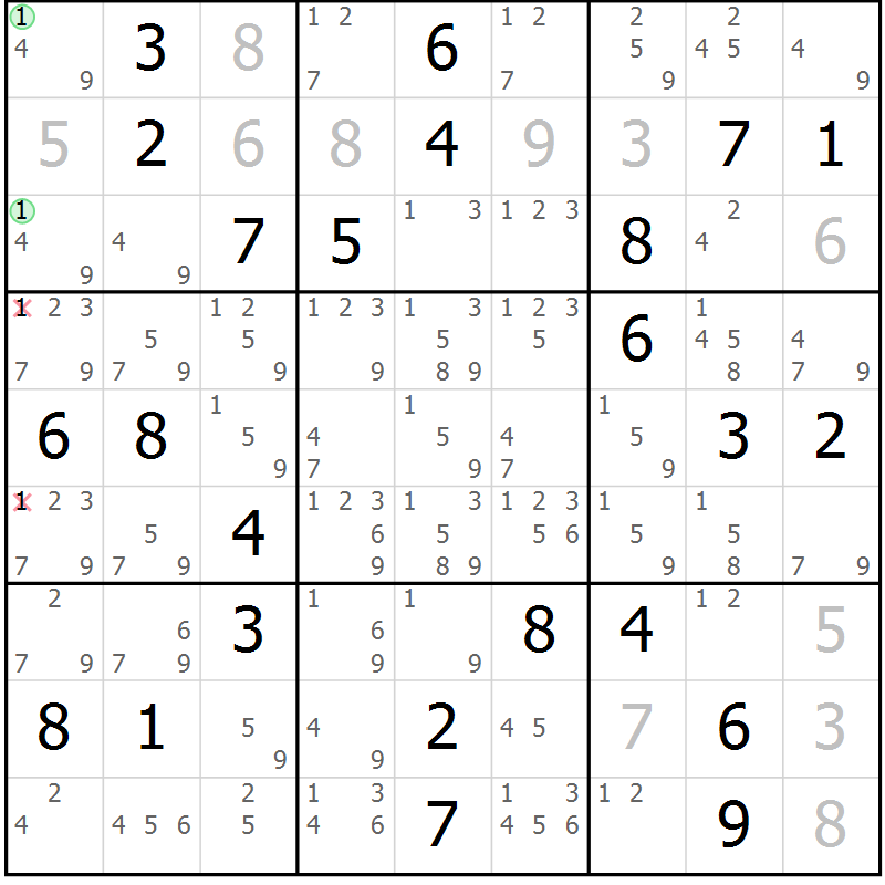 Position des candidats pour la solution de la Gr 83 page 86 du magazine de sudoku Maestro n° 094
