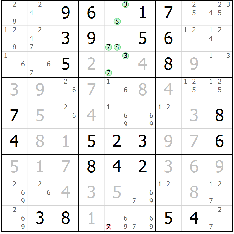 Position des candidats pour la solution de la Gr 9 page 12 du magazine de sudoku Maestro n° 094