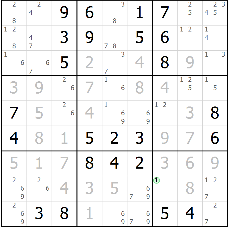 Position des candidats pour la solution de la Gr 9 page 12 du magazine de sudoku Maestro n° 094