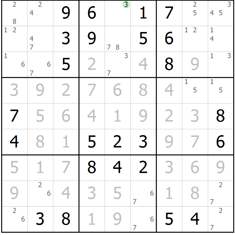 Position des candidats pour la solution de la Gr 9 page 12 du magazine de sudoku Maestro n° 094