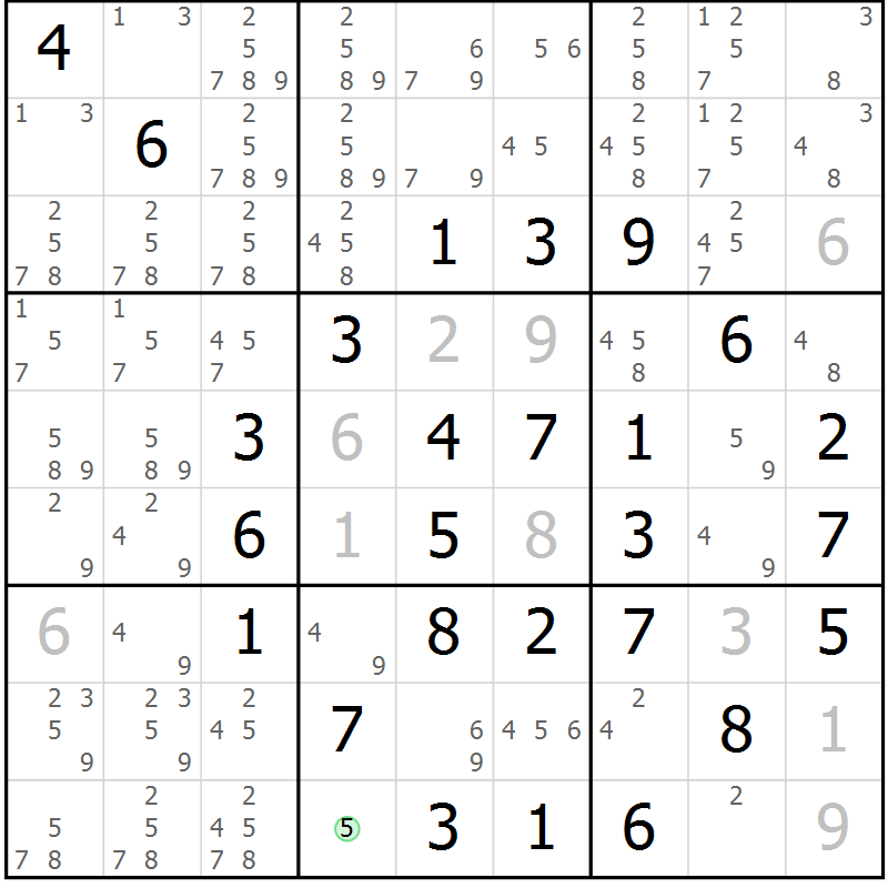 Position des candidats pour la solution de la Gr 1 page 4 du magazine de sudoku Maestro n° 097