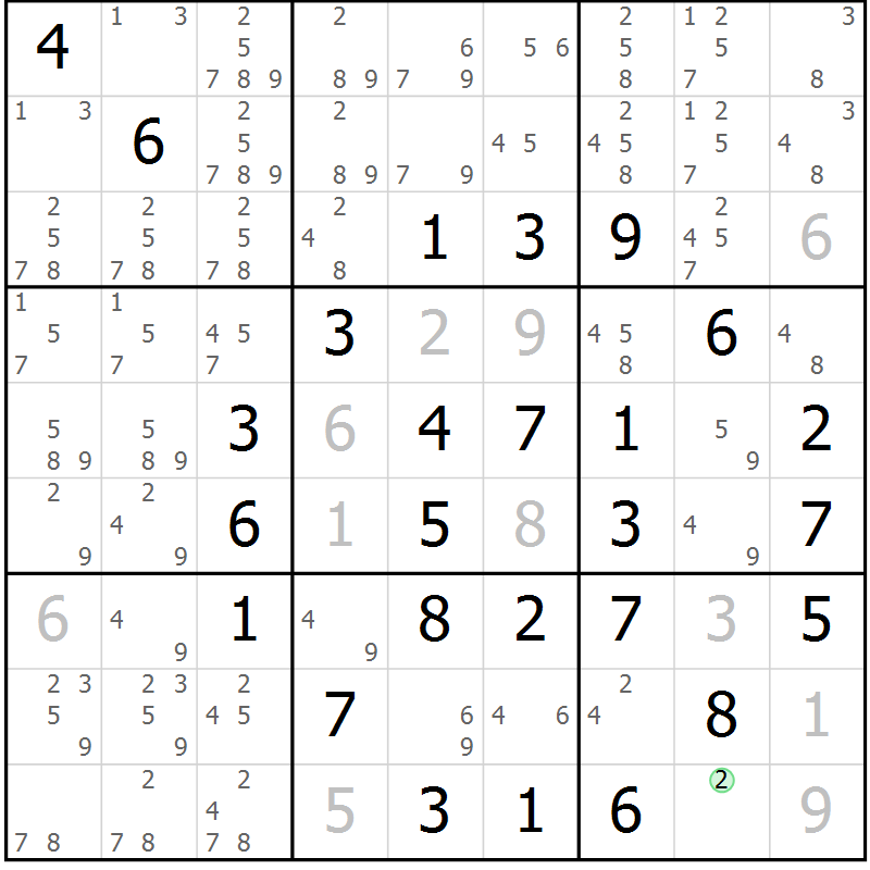 Position des candidats pour la solution de la Gr 1 page 4 du magazine de sudoku Maestro n° 097