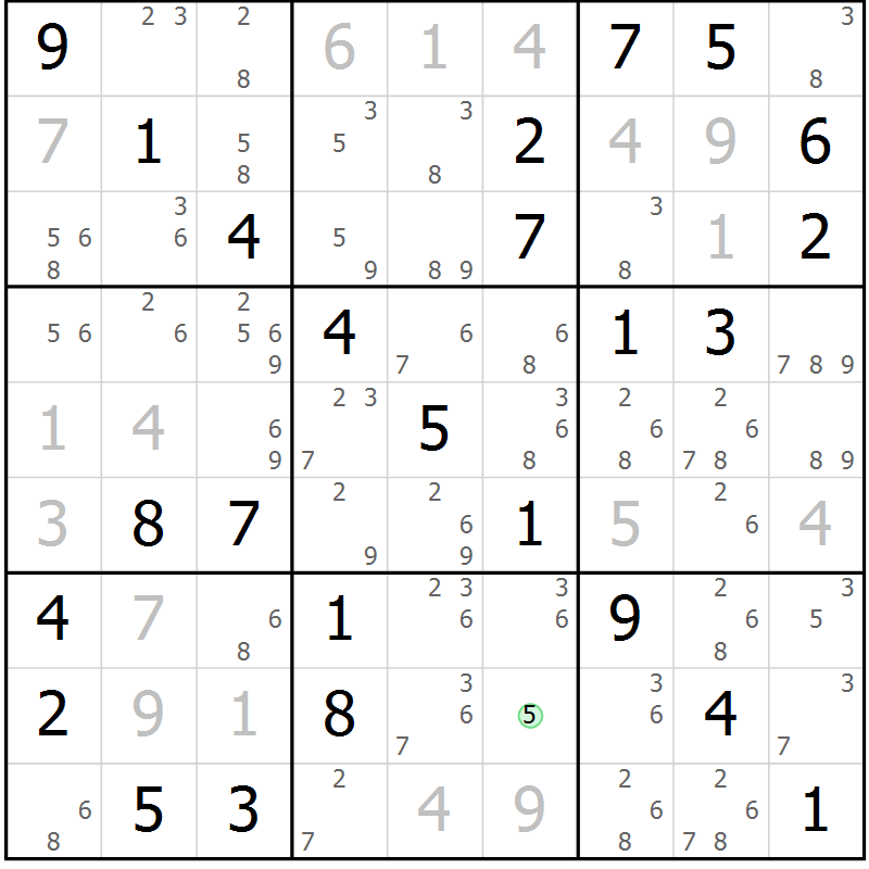 Position des candidats pour la solution de la Gr 10 page 13 du magazine de sudoku Maestro n° 097
