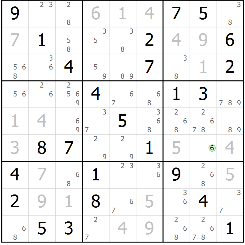 Position des candidats pour la solution de la Gr 10 page 13 du magazine de sudoku Maestro n° 097