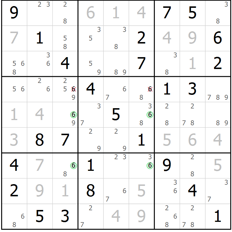Position des candidats pour la solution de la Gr 10 page 13 du magazine de sudoku Maestro n° 097