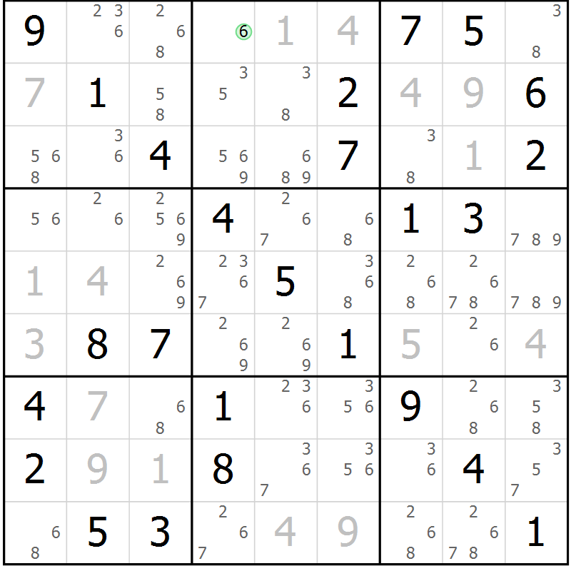 Position des candidats pour la solution de la Gr 10 page 13 du magazine de sudoku Maestro n° 097