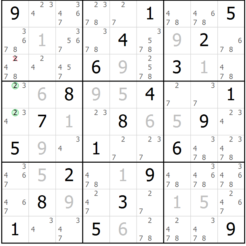 Position des candidats pour la solution de la Gr 11 page 14 du magazine de sudoku Maestro n° 097