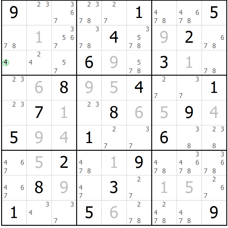 Position des candidats pour la solution de la Gr 11 page 14 du magazine de sudoku Maestro n° 097
