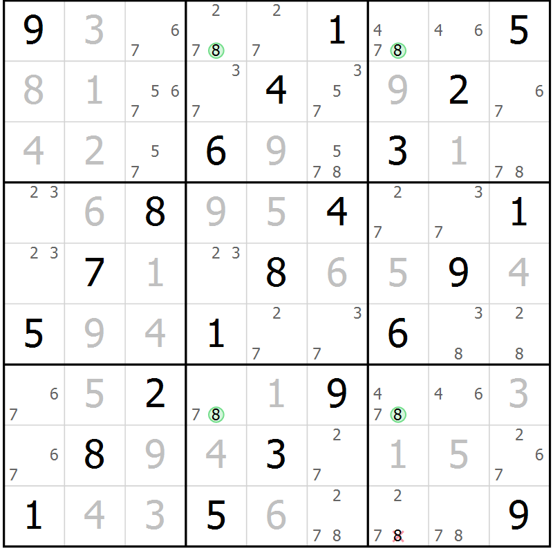 Position des candidats pour la solution de la Gr 11 page 14 du magazine de sudoku Maestro n° 097