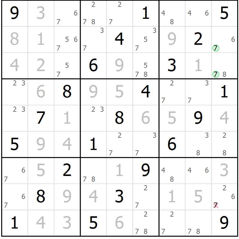 Position des candidats pour la solution de la Gr 11 page 14 du magazine de sudoku Maestro n° 097