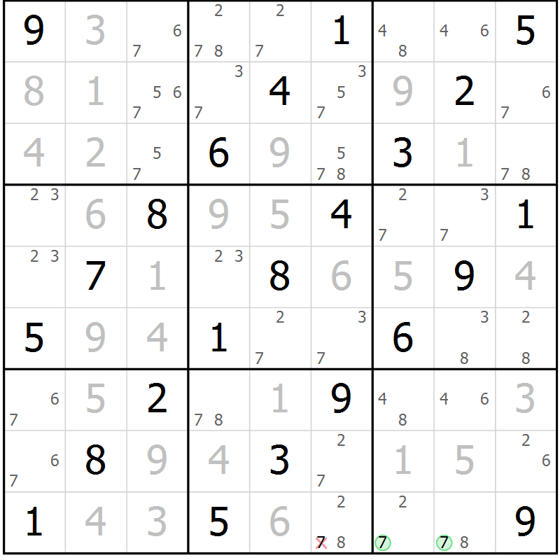 Position des candidats pour la solution de la Gr 11 page 14 du magazine de sudoku Maestro n° 097