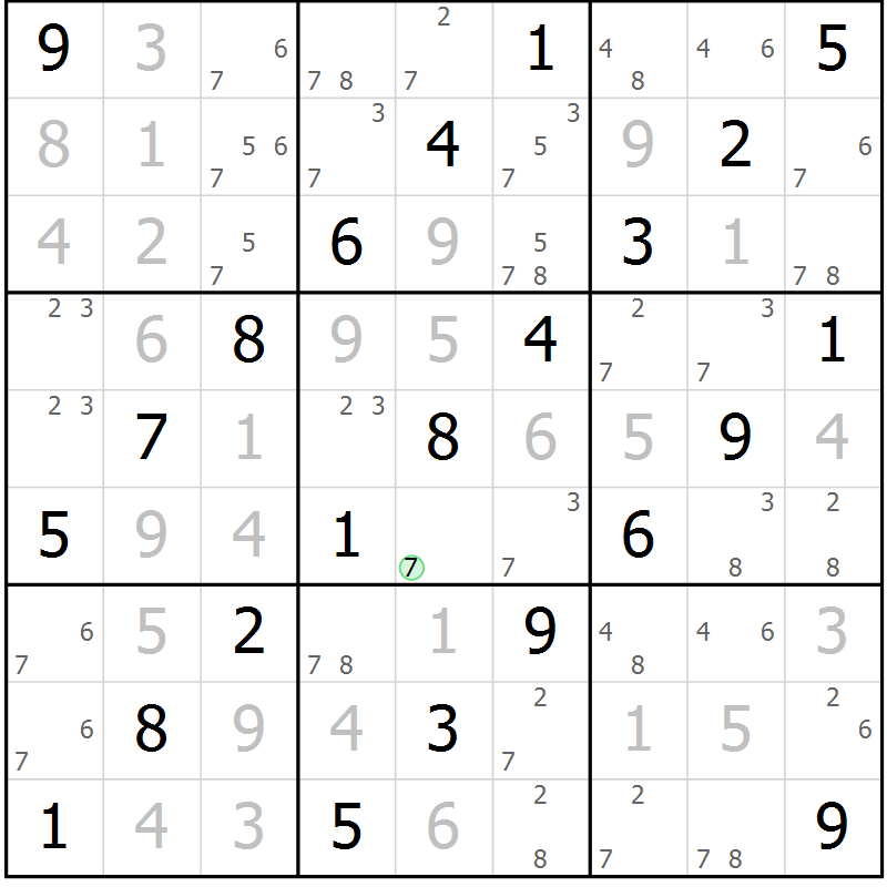 Position des candidats pour la solution de la Gr 11 page 14 du magazine de sudoku Maestro n° 097