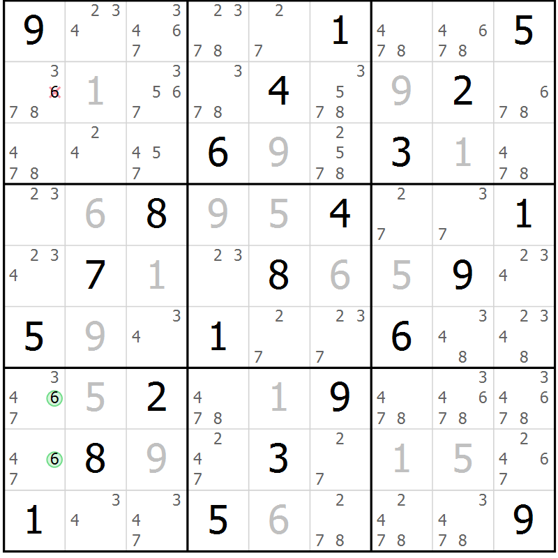 Position des candidats pour la solution de la Gr 11 page 14 du magazine de sudoku Maestro n° 097