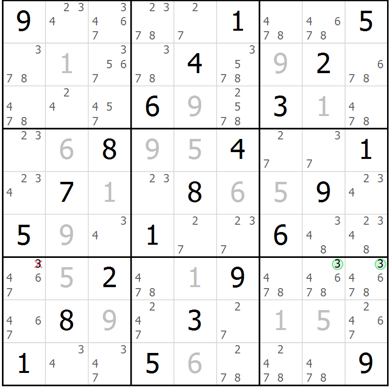 Position des candidats pour la solution de la Gr 11 page 14 du magazine de sudoku Maestro n° 097