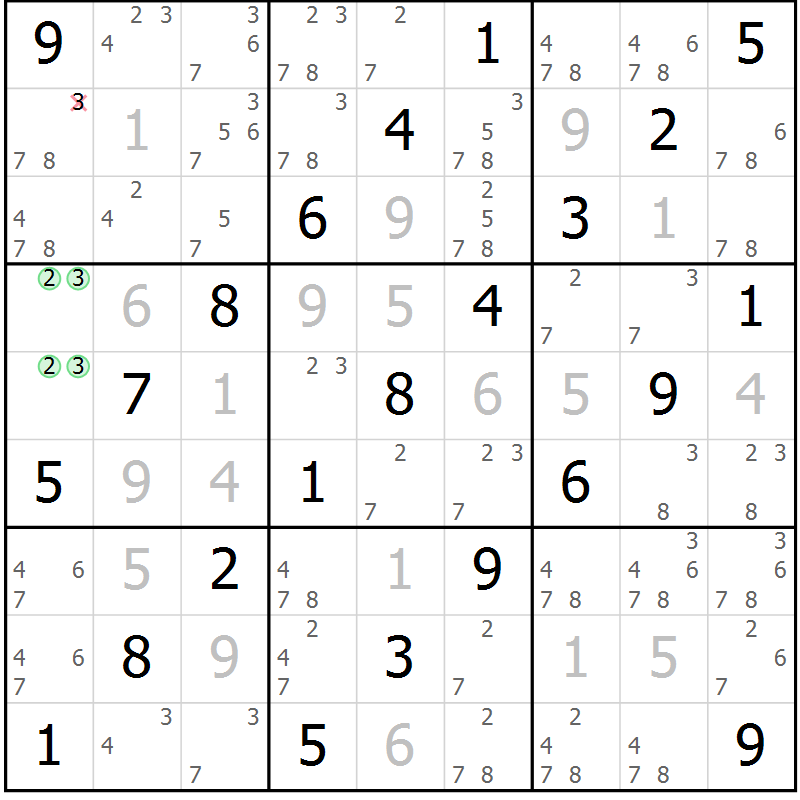 Position des candidats pour la solution de la Gr 11 page 14 du magazine de sudoku Maestro n° 097