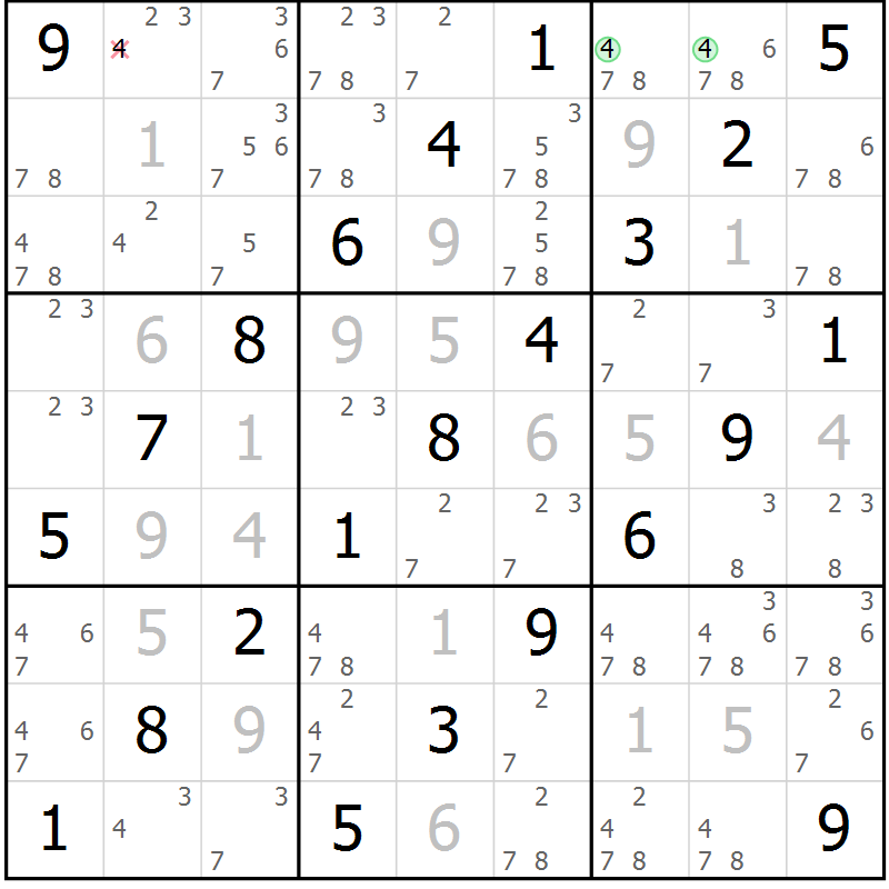 Position des candidats pour la solution de la Gr 11 page 14 du magazine de sudoku Maestro n° 097