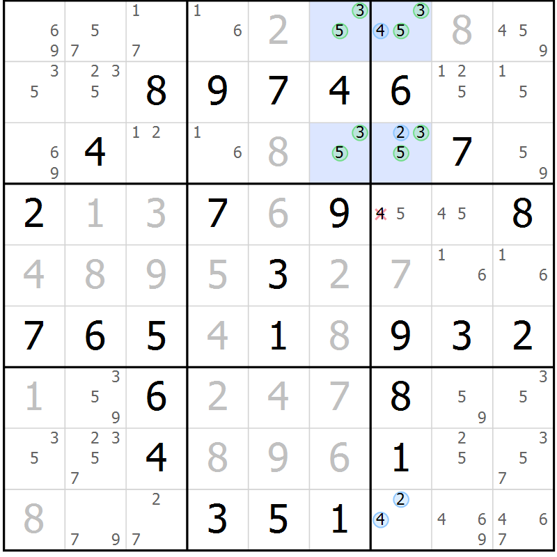 Position des candidats pour la solution de la Gr 12 page 15 du magazine de sudoku Maestro n° 097