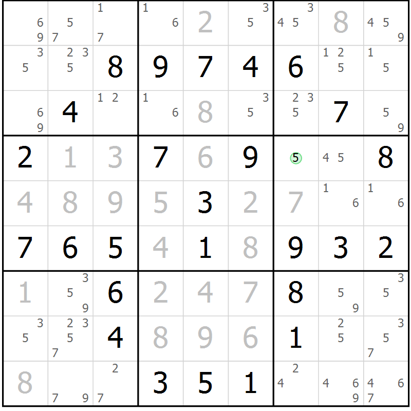 Position des candidats pour la solution de la Gr 12 page 15 du magazine de sudoku Maestro n° 097