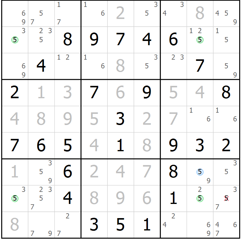 Position des candidats pour la solution de la Gr 12 page 15 du magazine de sudoku Maestro n° 097