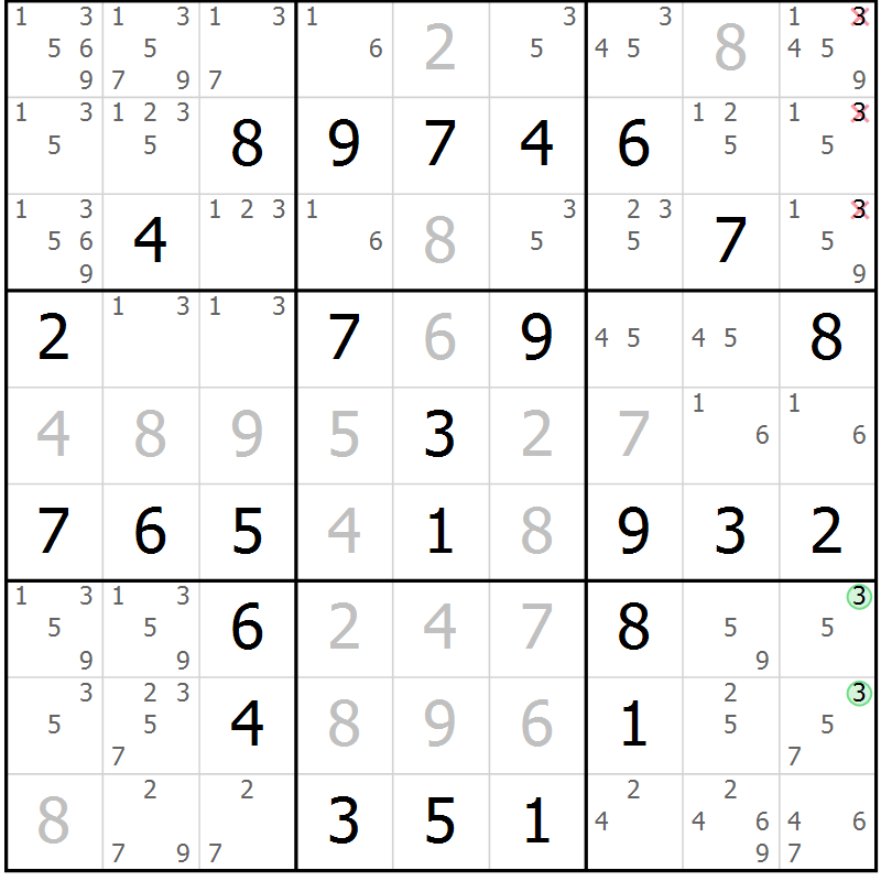 Position des candidats pour la solution de la Gr 12 page 15 du magazine de sudoku Maestro n° 097