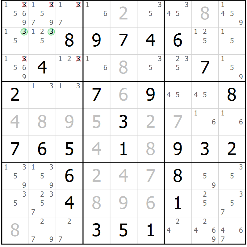 Position des candidats pour la solution de la Gr 12 page 15 du magazine de sudoku Maestro n° 097