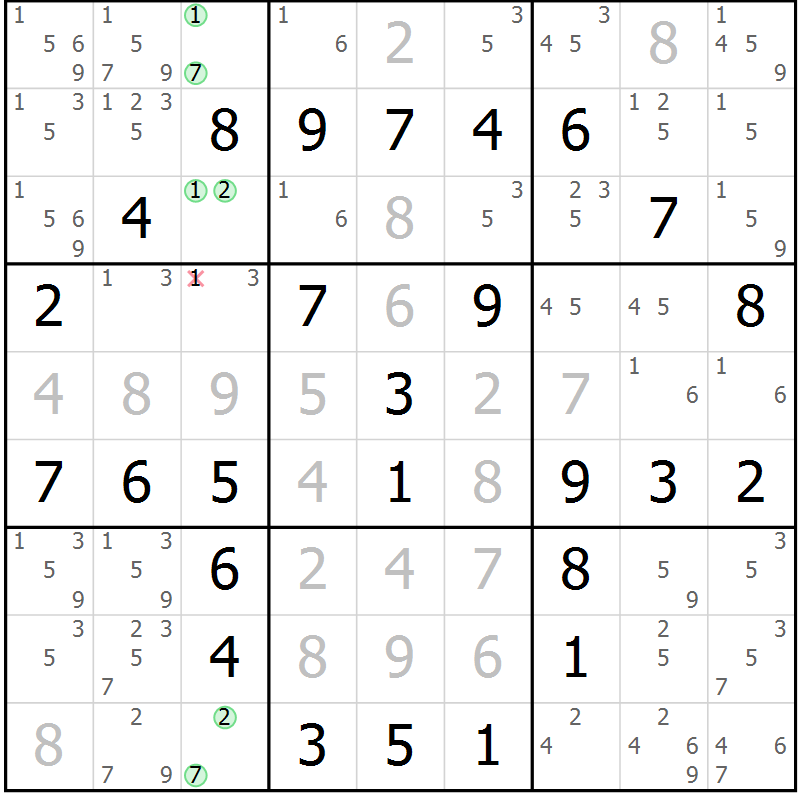 Position des candidats pour la solution de la Gr 12 page 15 du magazine de sudoku Maestro n° 097