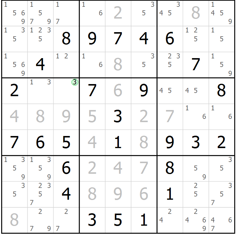 Position des candidats pour la solution de la Gr 12 page 15 du magazine de sudoku Maestro n° 097