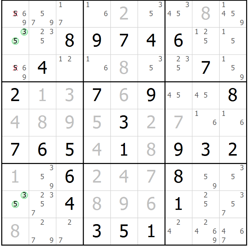 Position des candidats pour la solution de la Gr 12 page 15 du magazine de sudoku Maestro n° 097