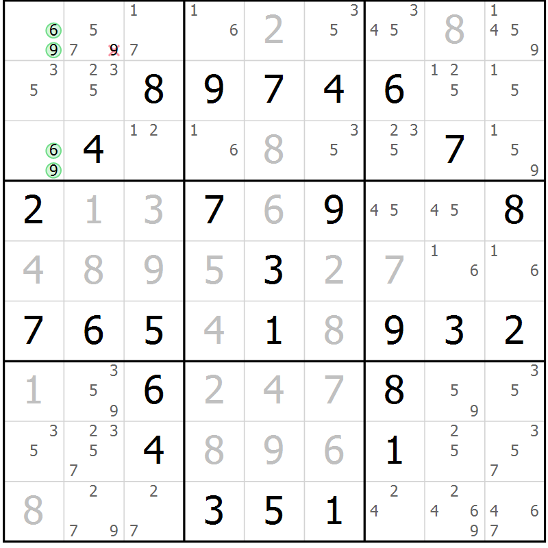 Position des candidats pour la solution de la Gr 12 page 15 du magazine de sudoku Maestro n° 097