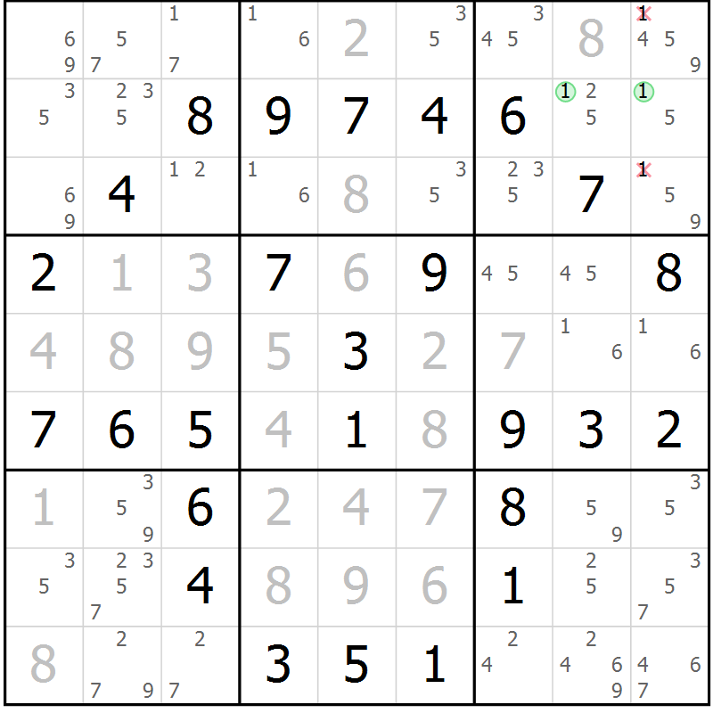 Position des candidats pour la solution de la Gr 12 page 15 du magazine de sudoku Maestro n° 097