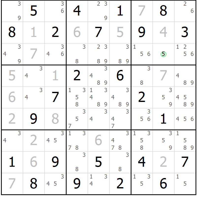 Position des candidats pour la solution de la Gr 13 page 16 du magazine de sudoku Maestro n° 097