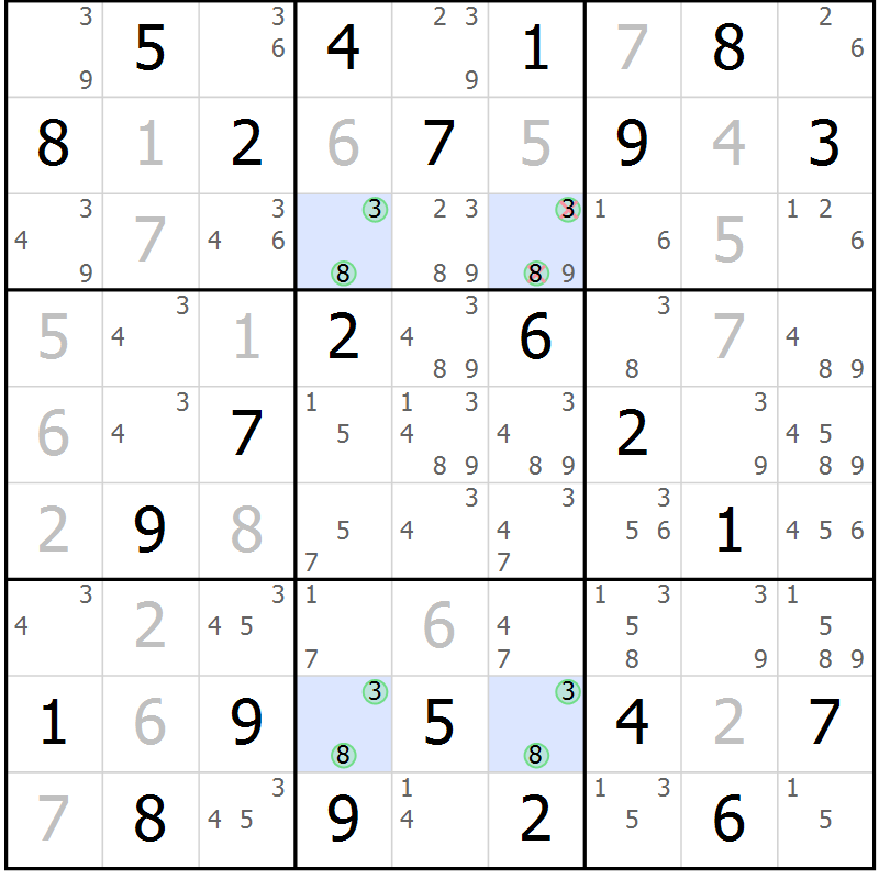 Position des candidats pour la solution de la Gr 13 page 16 du magazine de sudoku Maestro n° 097