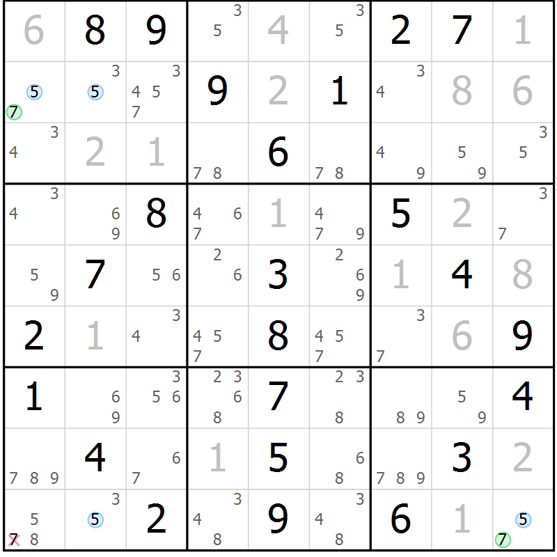 Position des candidats pour la solution de la Gr 14 page 17 du magazine de sudoku Maestro n° 097