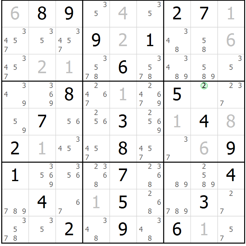 Position des candidats pour la solution de la Gr 14 page 17 du magazine de sudoku Maestro n° 097
