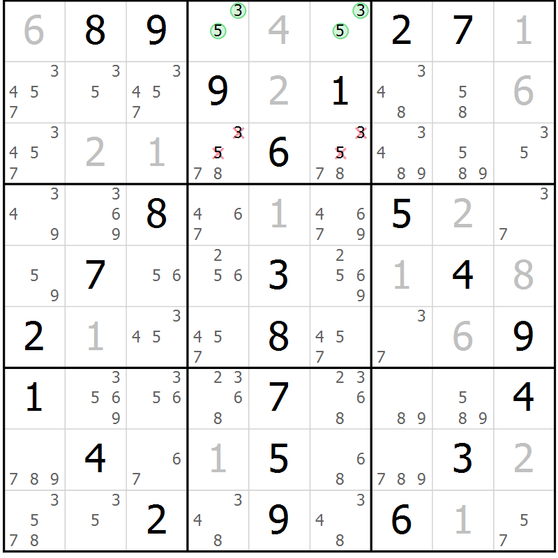Position des candidats pour la solution de la Gr 14 page 17 du magazine de sudoku Maestro n° 097