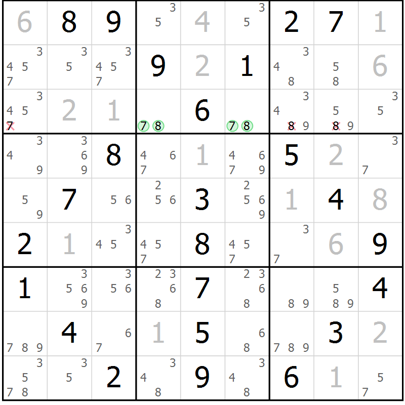 Position des candidats pour la solution de la Gr 14 page 17 du magazine de sudoku Maestro n° 097