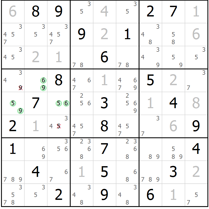 Position des candidats pour la solution de la Gr 14 page 17 du magazine de sudoku Maestro n° 097