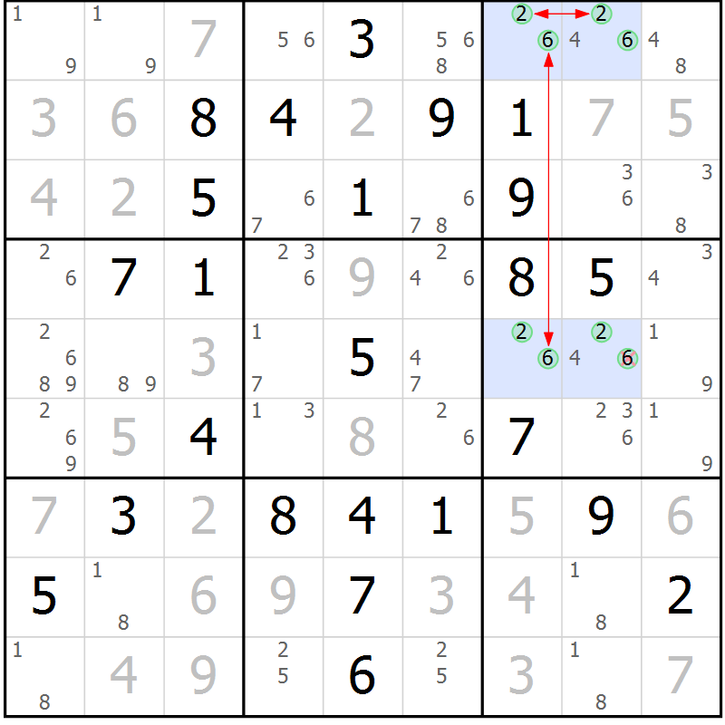 Position des candidats pour la solution de la Gr 16 page 19 du magazine de sudoku Maestro n° 097