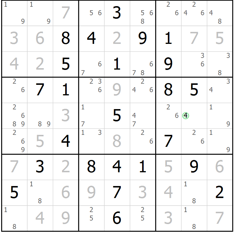 Position des candidats pour la solution de la Gr 16 page 19 du magazine de sudoku Maestro n° 097