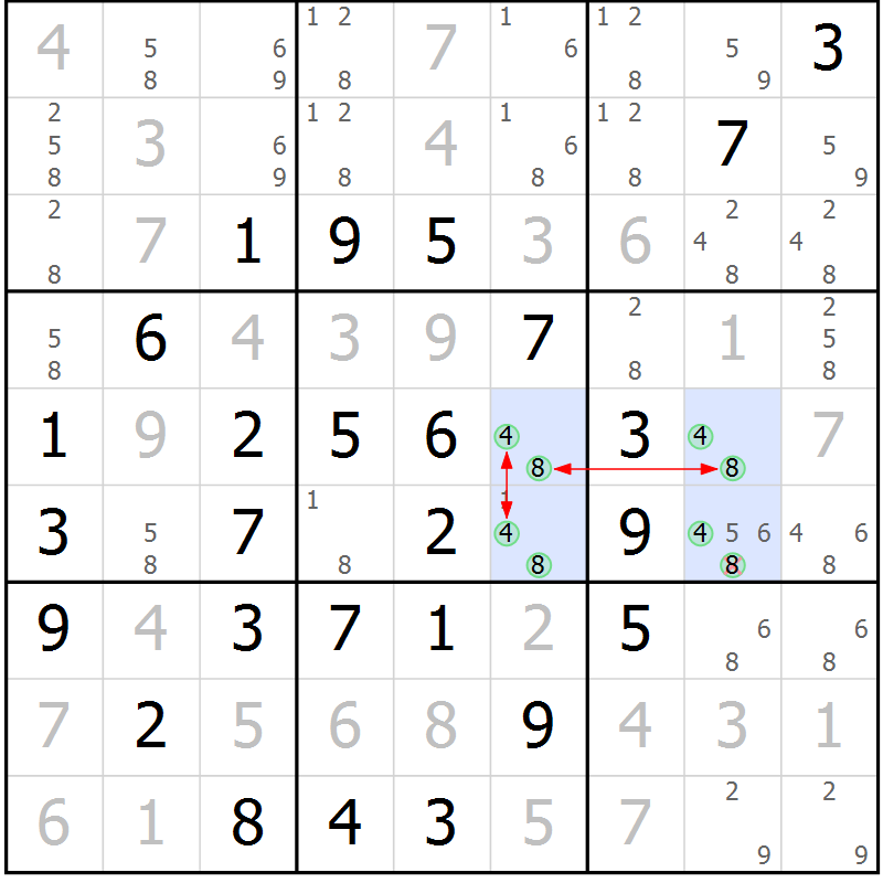 Position des candidats pour la solution de la Gr 17 page 20 du magazine de sudoku Maestro n° 097