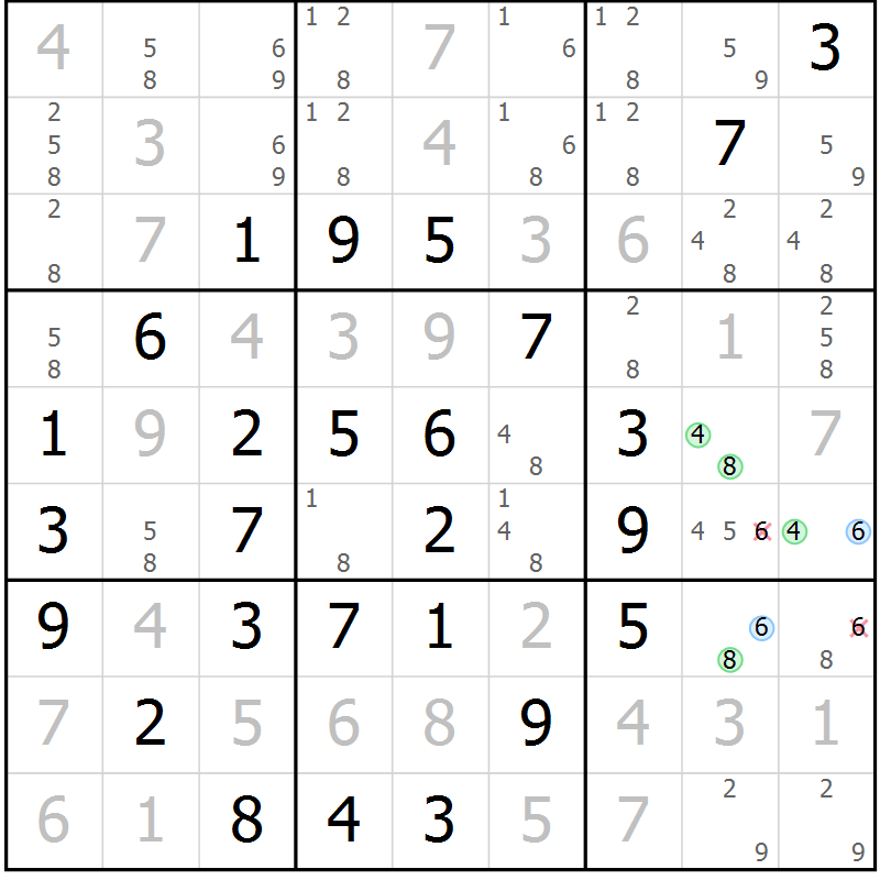 Position des candidats pour la solution de la Gr 17 page 20 du magazine de sudoku Maestro n° 097