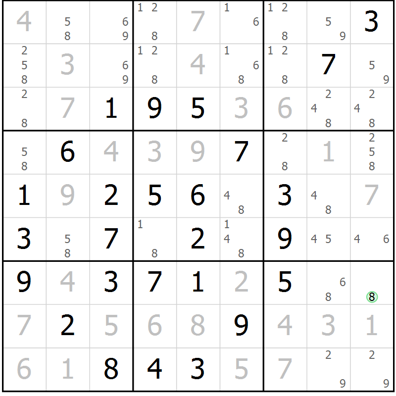 Position des candidats pour la solution de la Gr 17 page 20 du magazine de sudoku Maestro n° 097