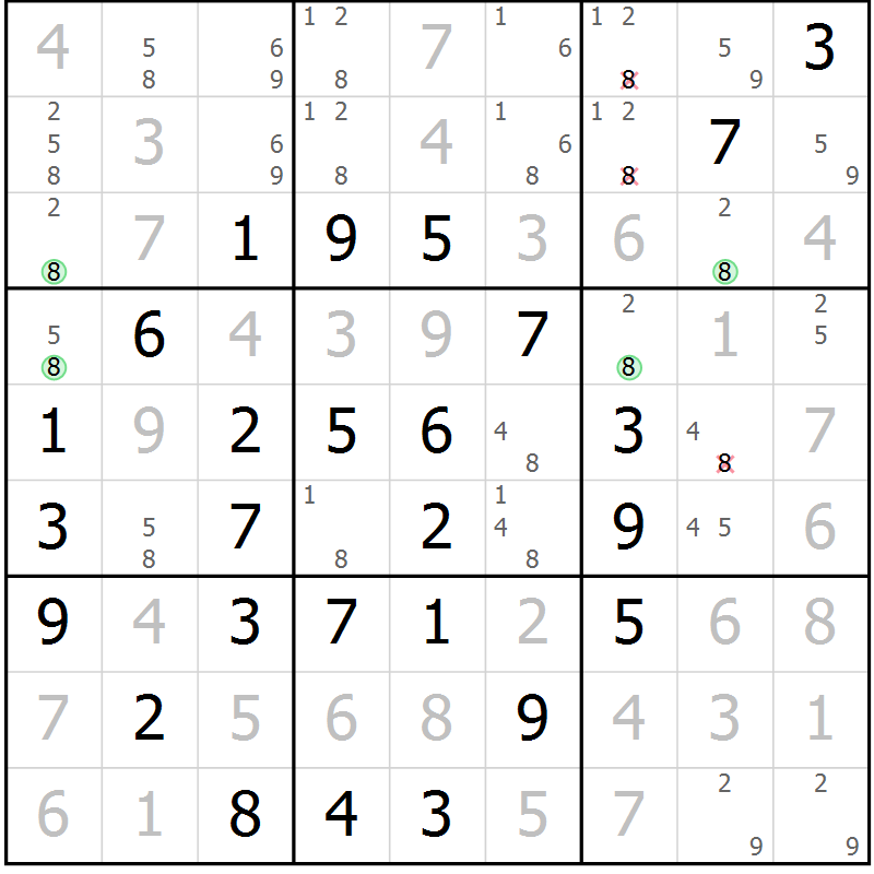 Position des candidats pour la solution de la Gr 17 page 20 du magazine de sudoku Maestro n° 097